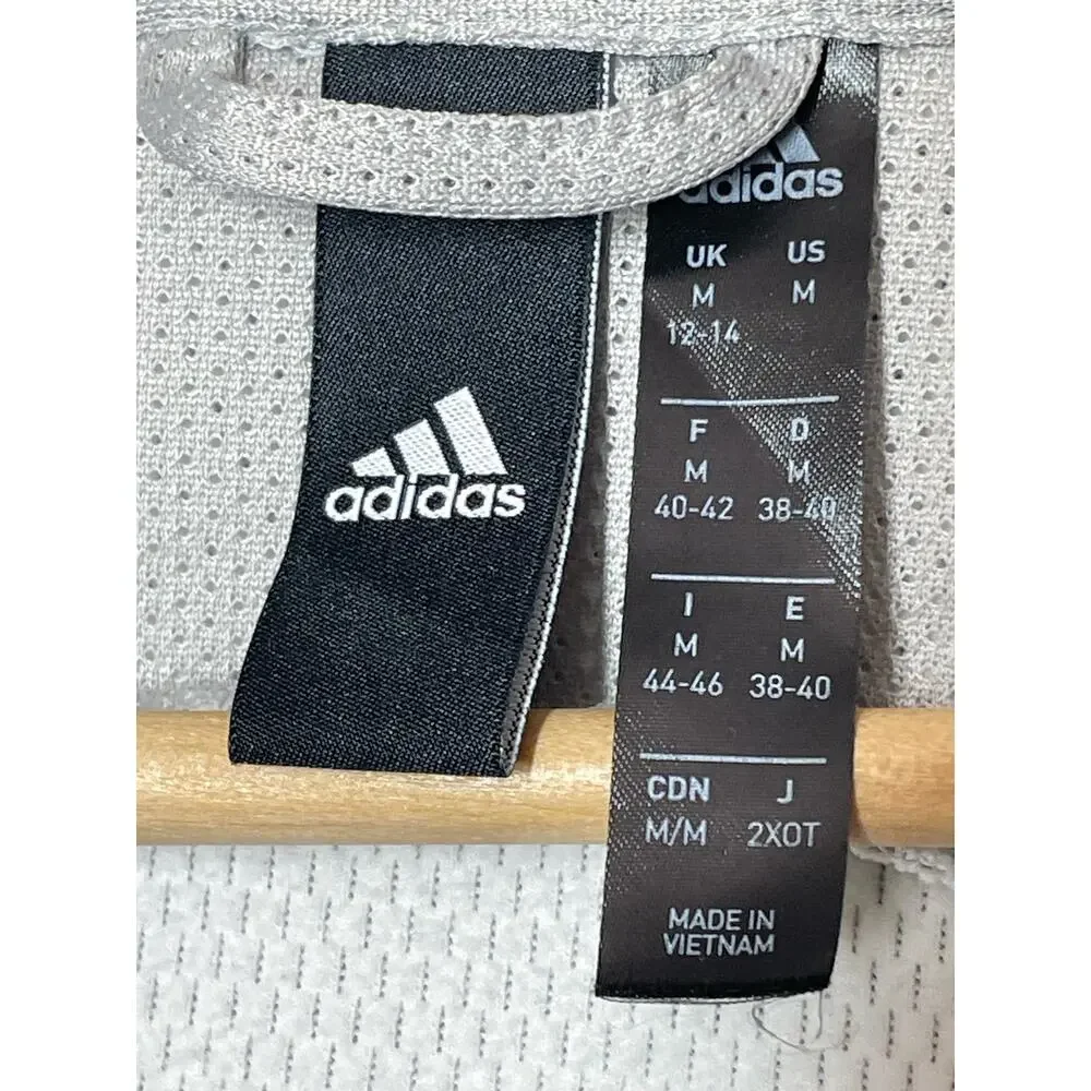 Adidas Womens Full Zip hoodie Light Gray Size Medium Hood DH8174 Climawarm